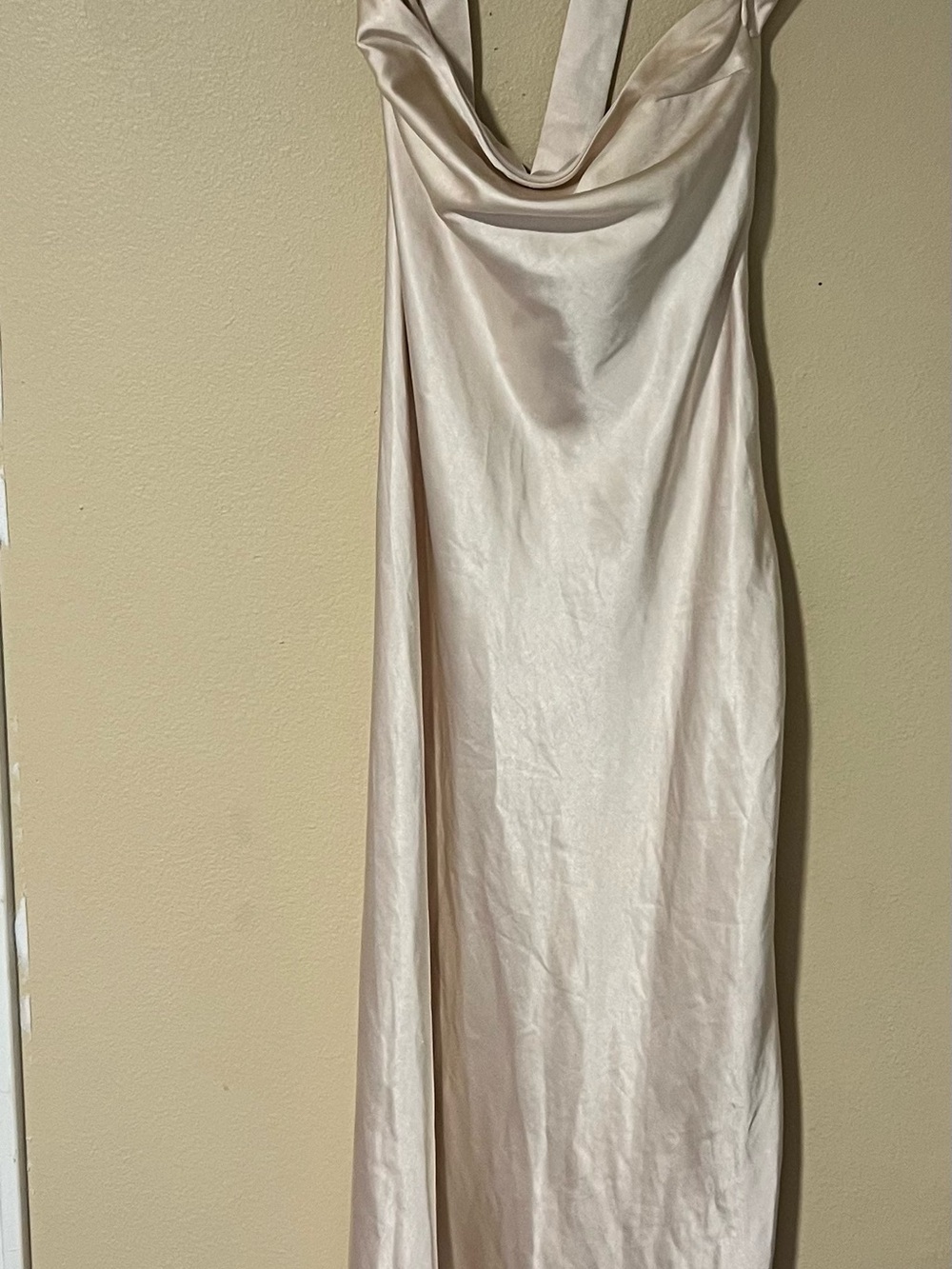 Princess Polly Satin Cowl-Neck Maxi Dress in Blush